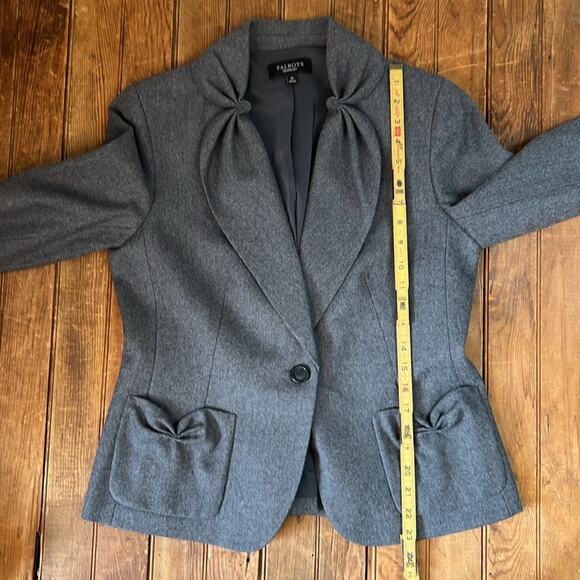 Talbots Kate fit wool pleated collar Women's Charcoal Blazer size 10 - Picture 5 of 8